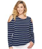 Calvin Klein Plus - Plus Size Cold Shoulder Stripe Top