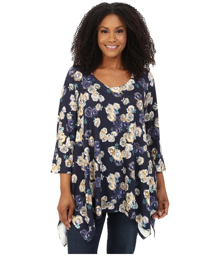 Nally &amp; Millie - Plus Size Floral Sweater Tunic