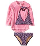 Toobydoo - Navy Pink Pattern Bikini Pink Rashguard Set