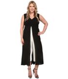 Adrianna Papell - Plus Size Color Blocked Overlay Jumpsuit