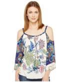 Hale Bob - Sonic Bloom Rayon Stetch Satin Woven Cold Shoulder Top
