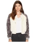 Jack By Bb Dakota - Aisen Swirly Textured Faux Fur Color Blocked Bomber