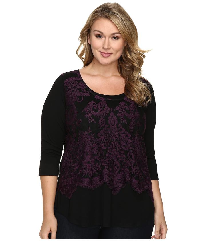 Karen Kane Plus - Plus Size Lace Overlay Top