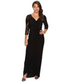 Adrianna Papell - Petite Long Gown With Beaded Sleeves And Sweetheart Neckline