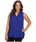 Vince Camuto Specialty Size - Plus Size Sleeveless V-neck Blouse With Inverted Front Pleat