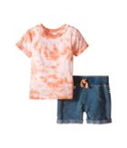 Splendid Littles - Striped Tie-dye Tee With Indigo Shorts