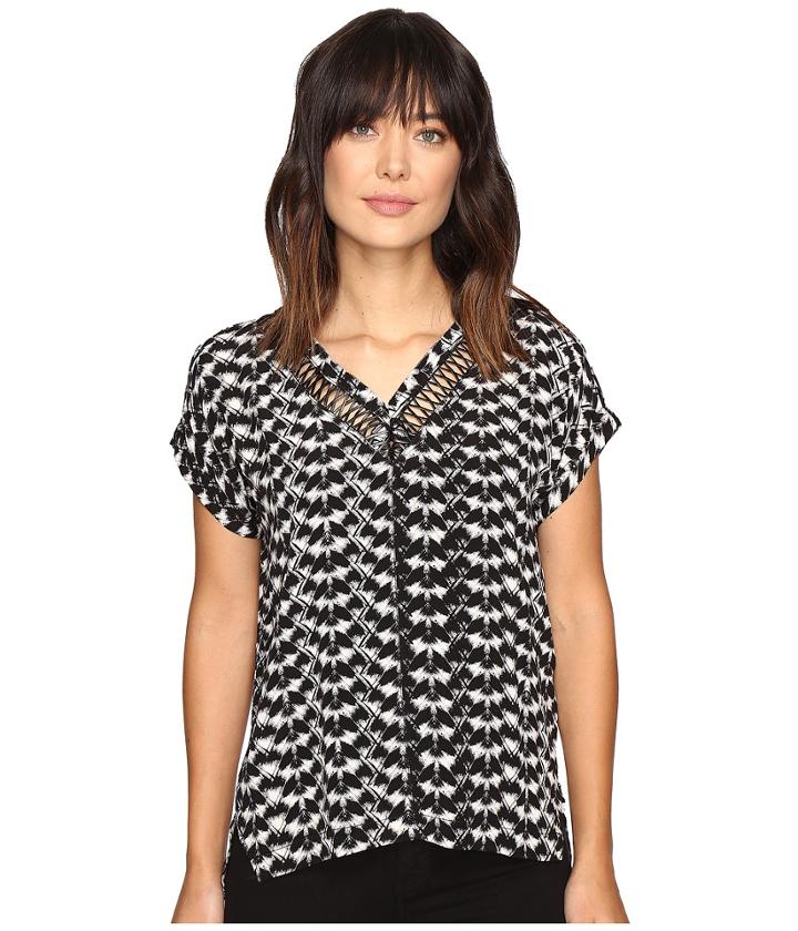 Calvin Klein Jeans - Printed Leather Lattice V-neck Blouse