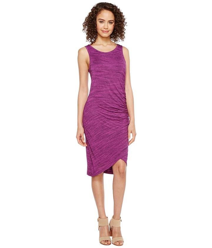 Mod-o-doc - Space Dye Rayon Spandex Jersey Asymmetrical Shirred Tank Dress