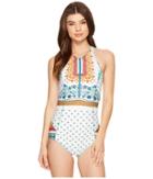 Nicole Miller - La Plage By Nicole Miller Trome L'oeil Zip-up One-piece