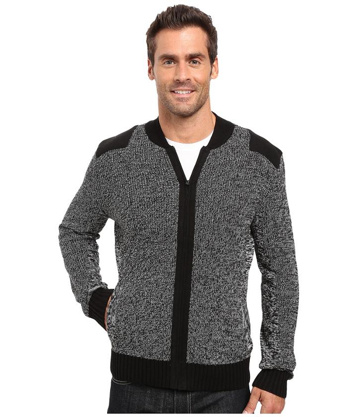 Kenneth Cole Sportswear - Marled Bomber Jacket W/ Felt