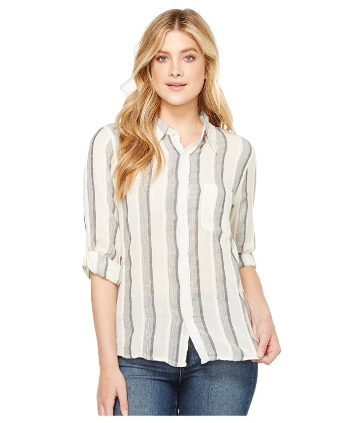 Dylan By True Grit - Havana Stripe One-pocket Roll Sleeve Shirt