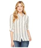 Dylan By True Grit - Havana Stripe One-pocket Roll Sleeve Shirt