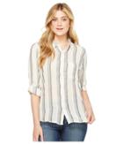 Dylan By True Grit - Havana Stripe One-pocket Roll Sleeve Shirt