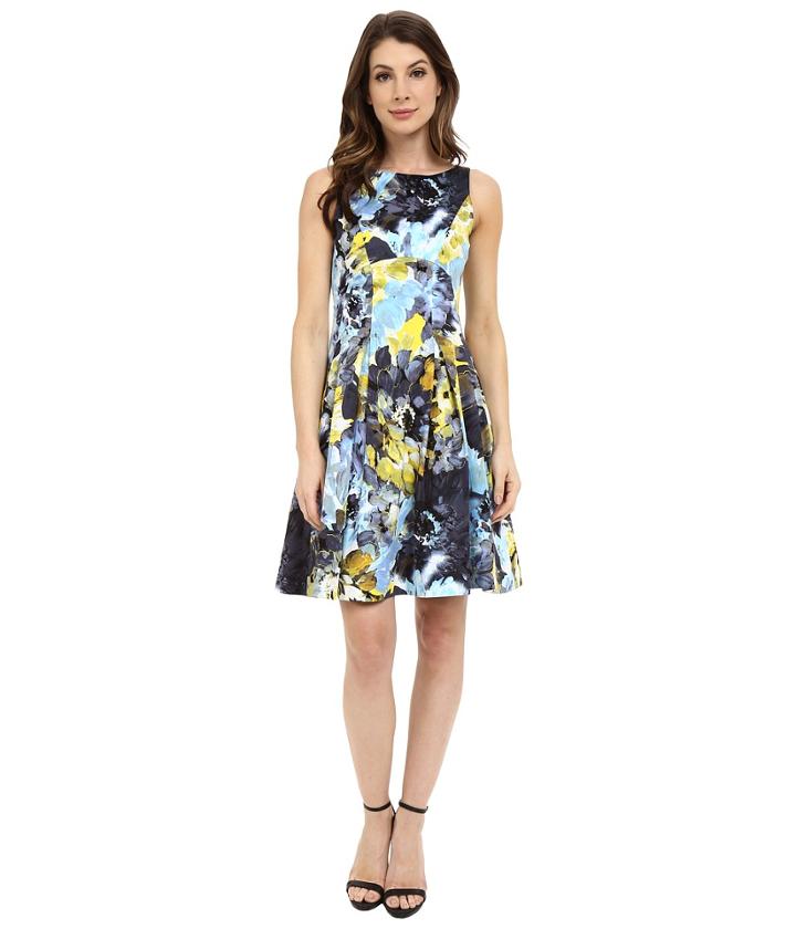 Maggy London - Paint Brush Blossom Cotton Fit And Flare