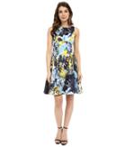Maggy London - Paint Brush Blossom Cotton Fit And Flare