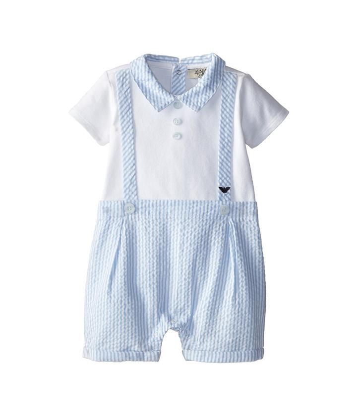 Armani Junior - Seersucker Faux Suspender Short One Piece