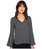 Calvin Klein - Tweed Print Flare Sleeve Blouse