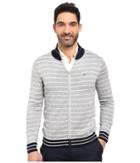 Lacoste - Long Sleeve Double Face Chine Stripe Zip Cardigan