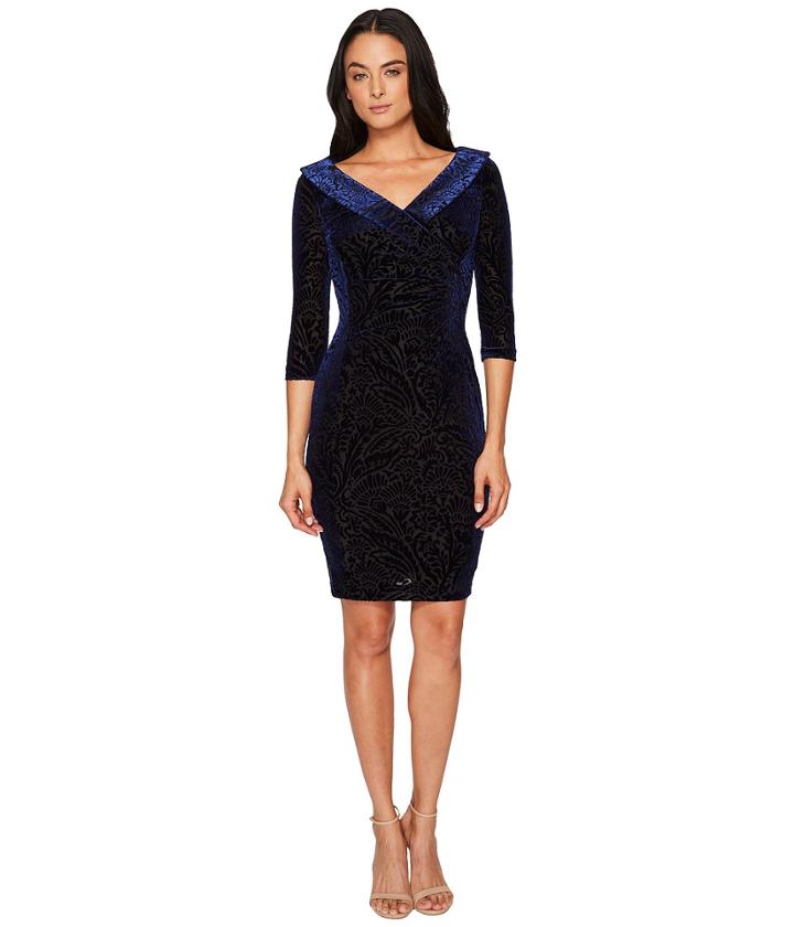 Tahari By Asl - Velvet Burnout Shirred Sheath