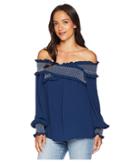 Vince Camuto - Long Sleeve Smocked Cross Front Blouse