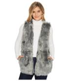 Dylan By True Grit - Denim Melange Long Fur Vest With Heather Knit Lining