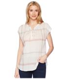 Two By Vince Camuto - Extend Shoulder Lace-up Plaid Manor Blouse