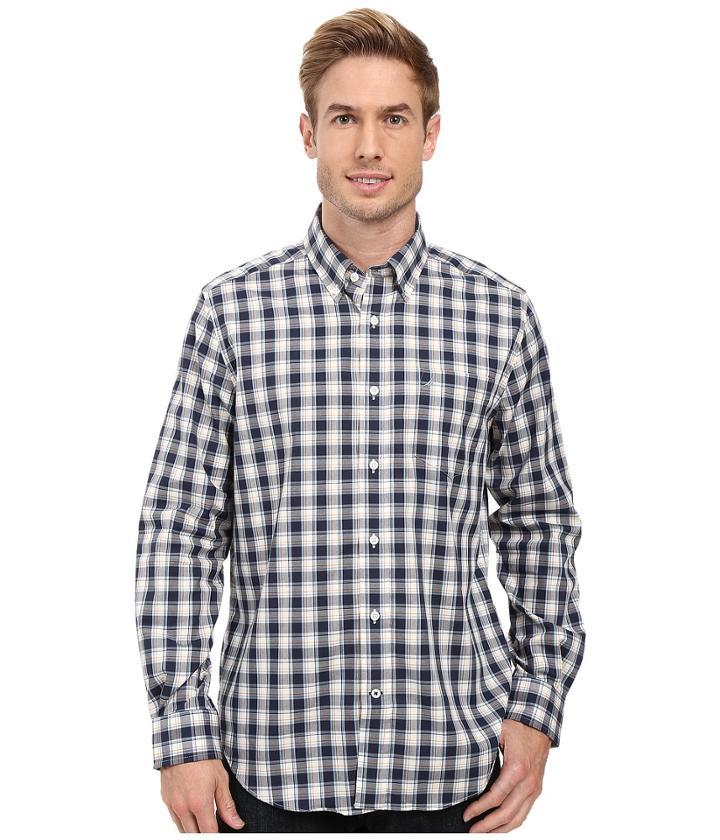 Nautica - Long Sleeve Wrinkle Resistant Medium Plaid Shirt