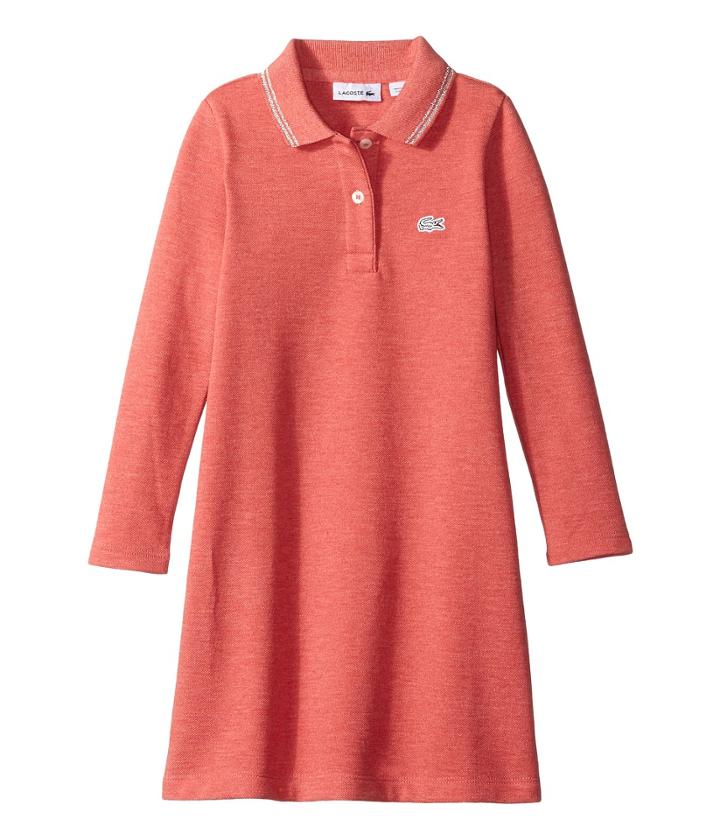 Lacoste Kids - Long Sleeve A-line Polo Dress With Tipping Detail
