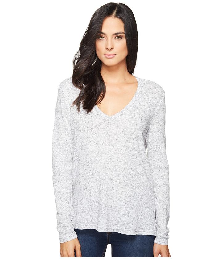 Michael Stars - Eyelash Jersey Long Sleeve V-neck Top