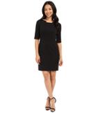 Tahari By Asl Petite - Petite Scuba 3/4 Sleeve With Neck Detail Dress