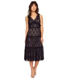 Maggy London - Pleat Medallion Lace Tiered Cocktail Dress