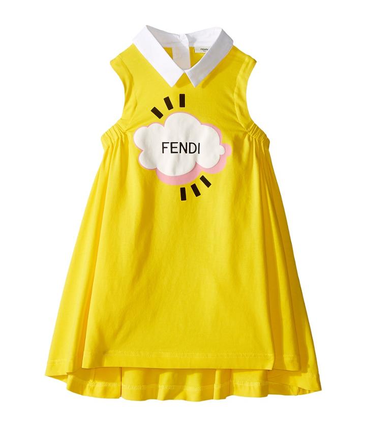 Fendi Kids - Sleeveless Collar Logo Graphic Dress