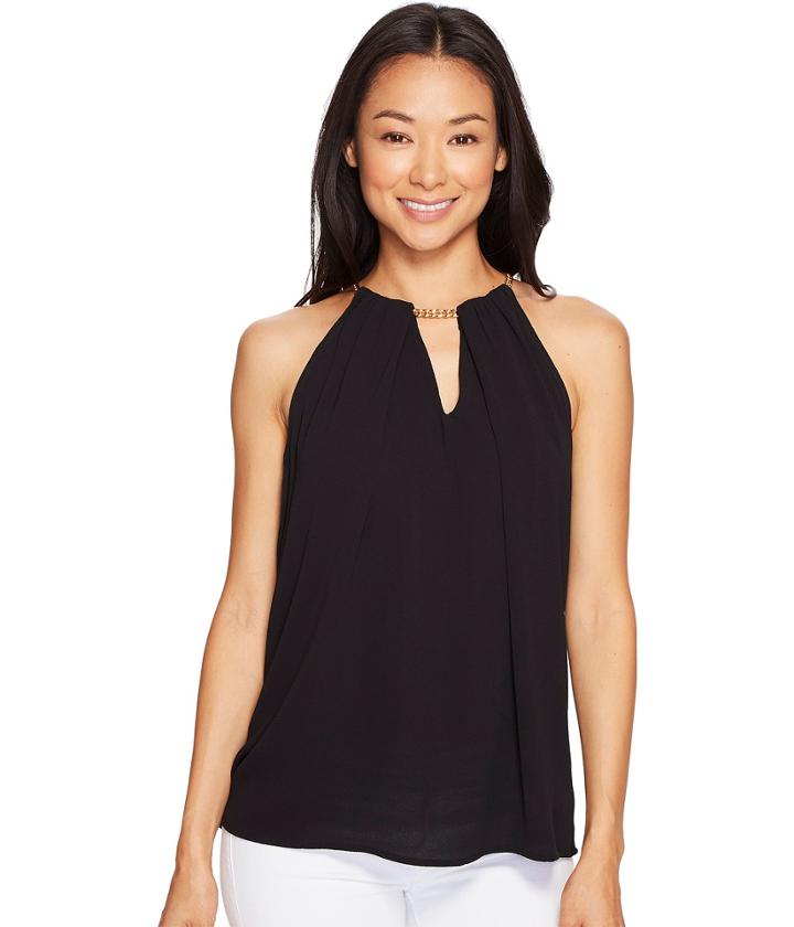 Michael Michael Kors - Chain Neck Woven Slit Top