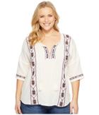 Lucky Brand - Plus Size Embroidered Popover Top