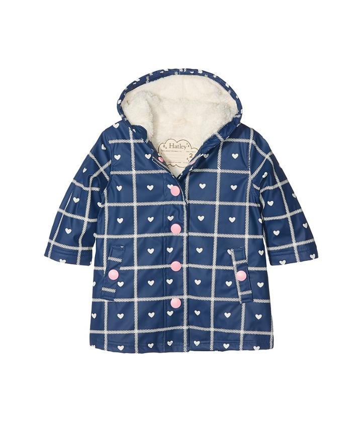 Hatley Kids - Navy Plaid With Hearts Splash Jacket