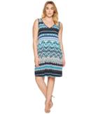 Karen Kane Plus - Plus Size Batik Stripe Bridgitte Dress