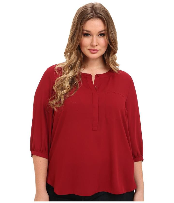 Nydj Plus Size Plus Size Solid 3/4 Sleeve Pleat Back