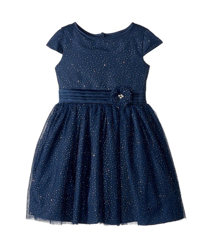 Us Angels - Cap Sleeve Gold Sparkle Netting Dress