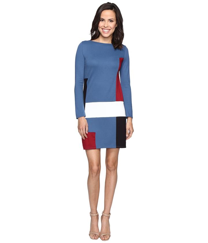 Christin Michaels - Amae Long Sleeve Color Block Dress