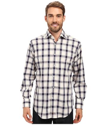 Thomas Dean &amp; Co. - Long Sleeve Woven Jacquard Plaid
