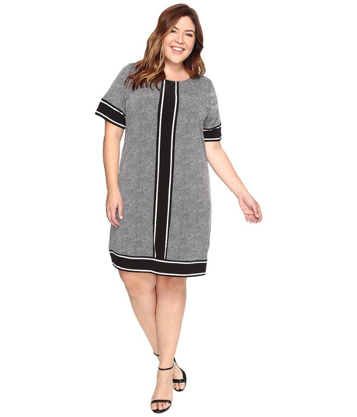 Michael Michael Kors - Plus Size Short Sleeve Stingray Border Dress