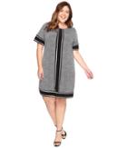 Michael Michael Kors - Plus Size Short Sleeve Stingray Border Dress