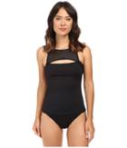 Lauren Ralph Lauren - Mesh Blocked Solids Hi-neck Cutout Tankini