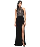 Faviana - Lace Halter W/ Keyhole Jersey Skirt S7932