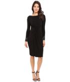 Vince Camuto - Beaded Long Sleeve Dress With Front Shirring