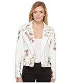 Blank Nyc - White Floral Embroidered Moto Jacket In Midsummer Dream