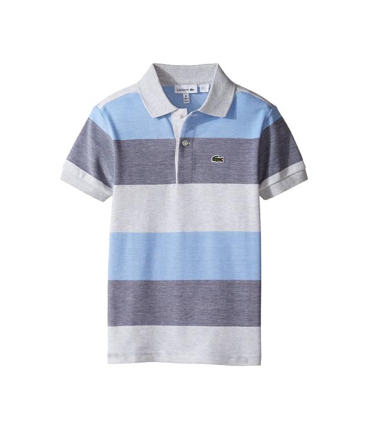 Lacoste Kids - Short Sleeve Heather Bar Stripe Polo
