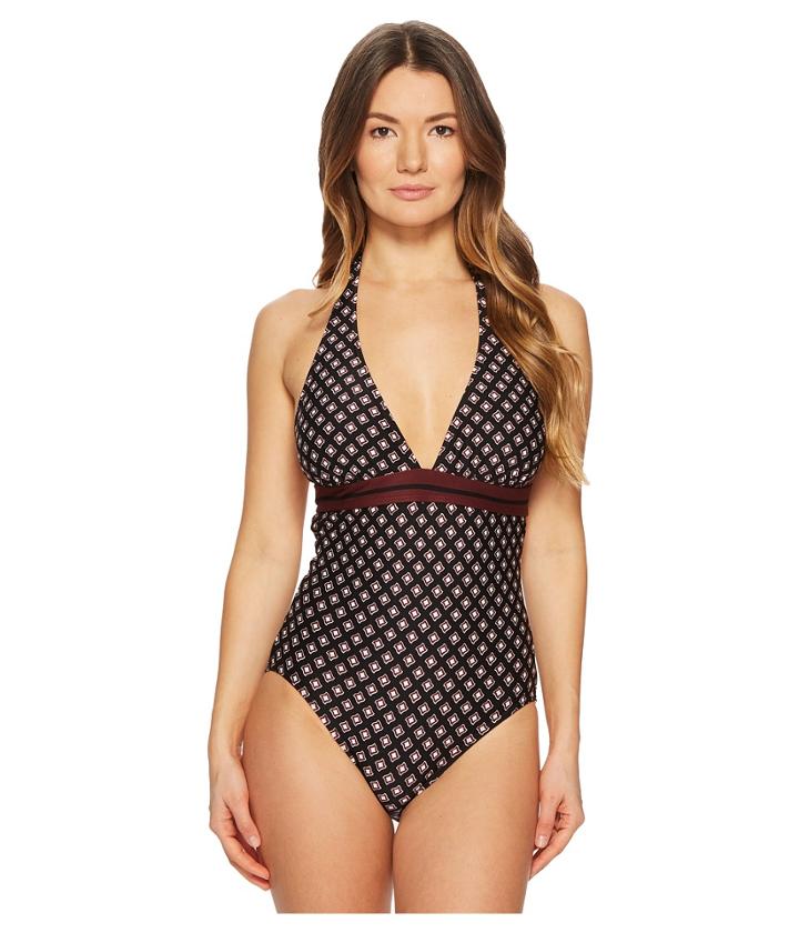 Kate Spade New York - Doheny Beach #77 V-neck Halter One-piece W/ Removable Soft Cups