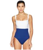 Lauren Ralph Lauren - Rib/jersey Blocking Over The Shoulder Underwire One-piece