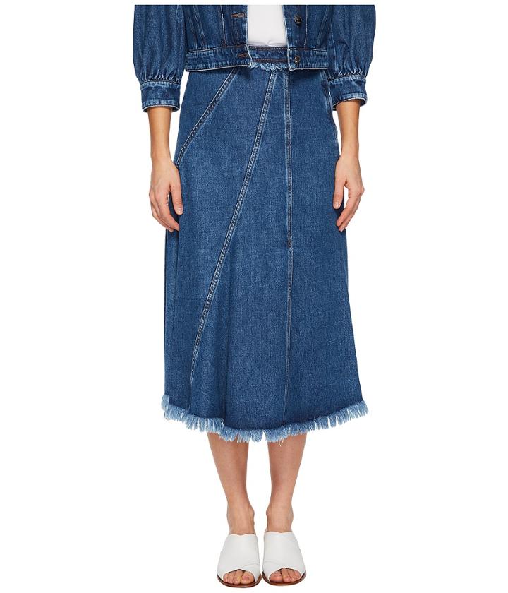Sportmax - A-line Denim Midi Skirt